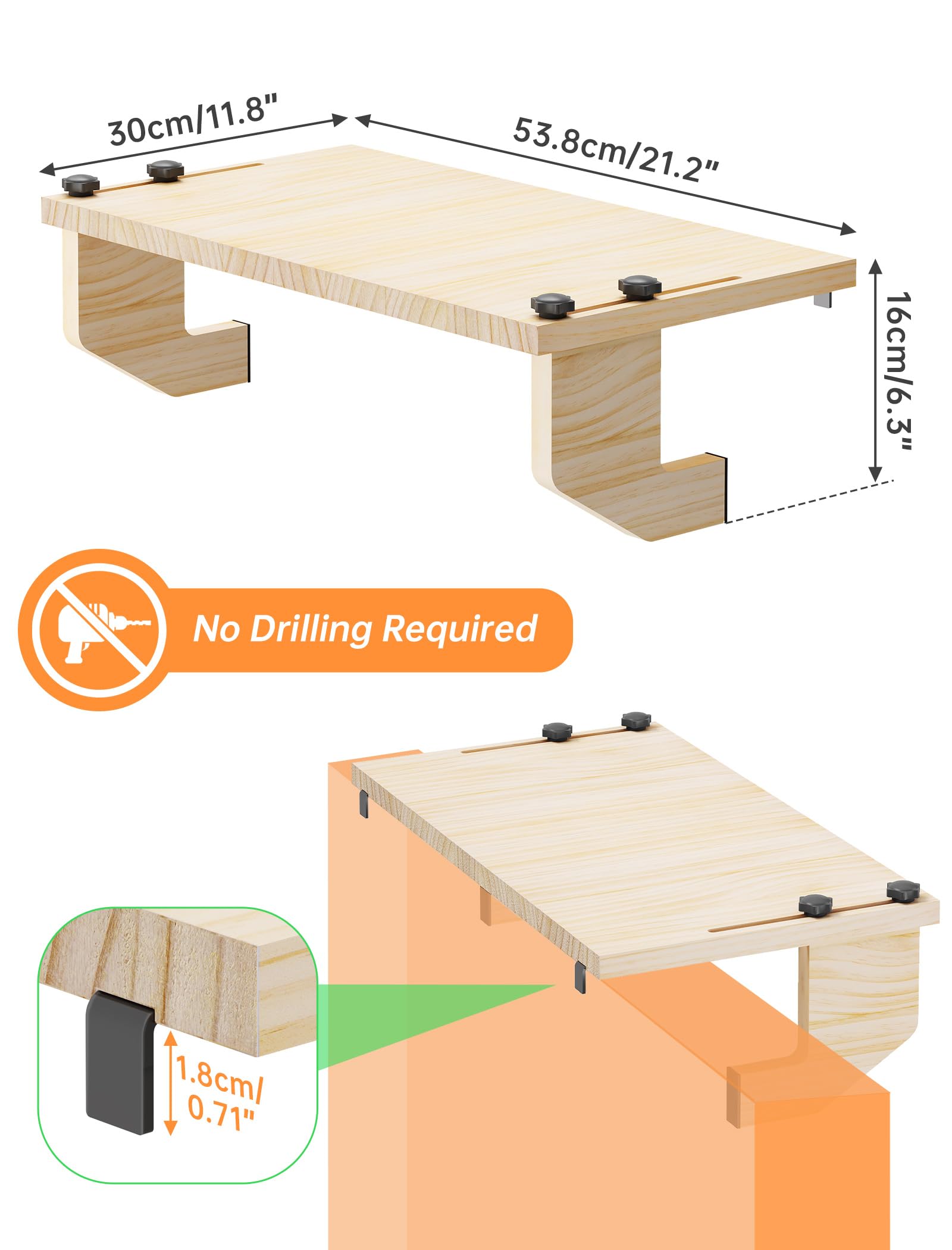 NiHome no-drill mount detail showing wall-friendly attachment and renter benefit
