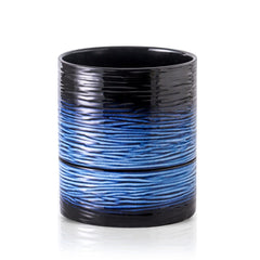 Nihow blue planter front view showing glossy finish and balanced silhouette