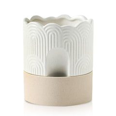 Nihow front view beige ceramic pot showing clean design and compact size benefit