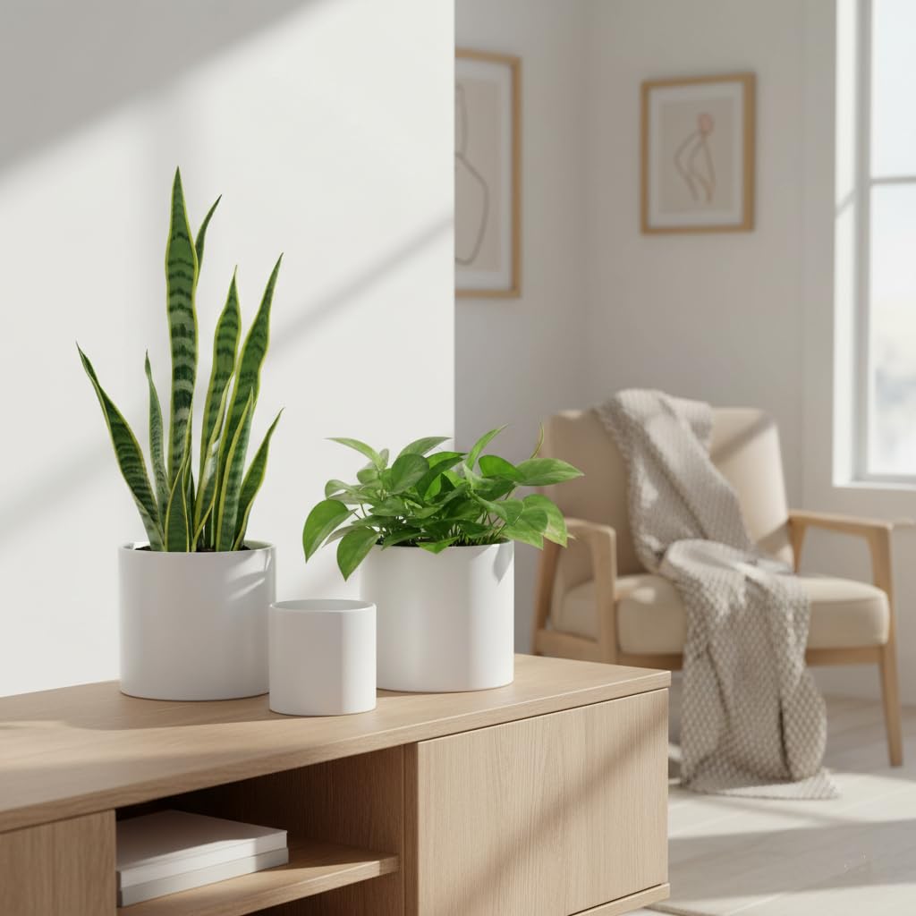 Nihow planters styled in living room showing decorative modern home appeal