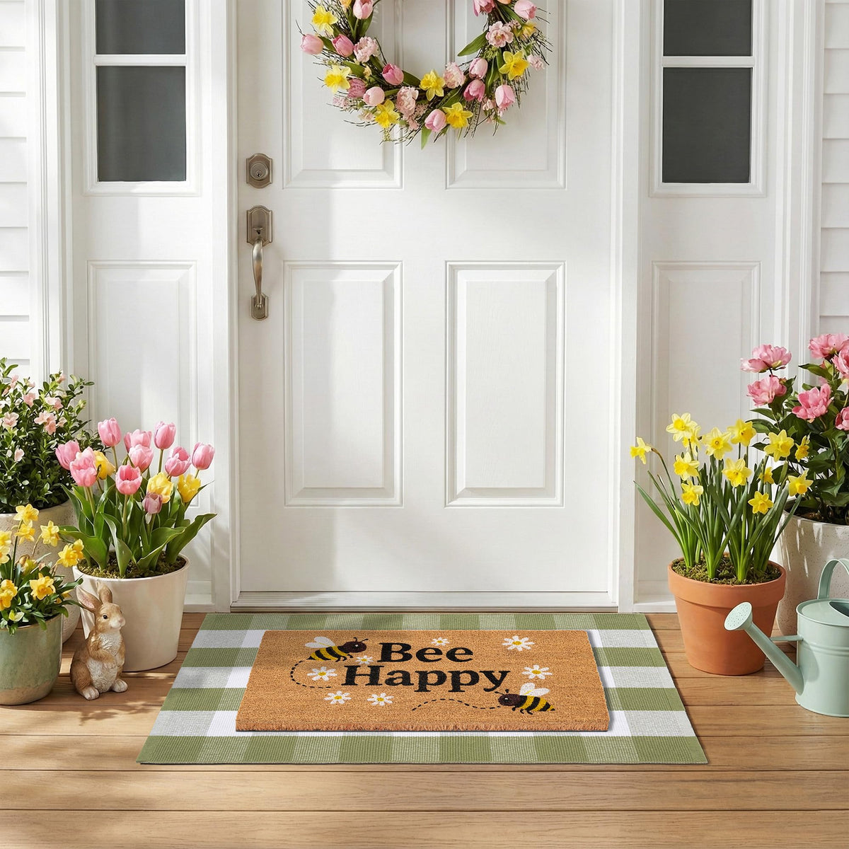 NIIKOOS printed coir top mat front view adds cheerful welcome and seasonal curb appeal