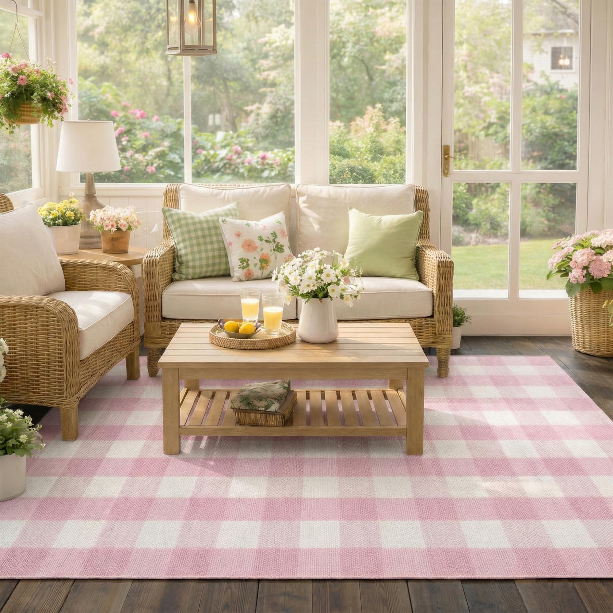 NIIKOOS folded rug showing washable cotton blend and easy maintenance