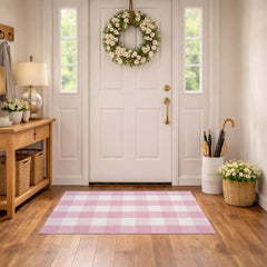 NIIKOOS rug in use on porch with boots to show non-slip decorative benefit