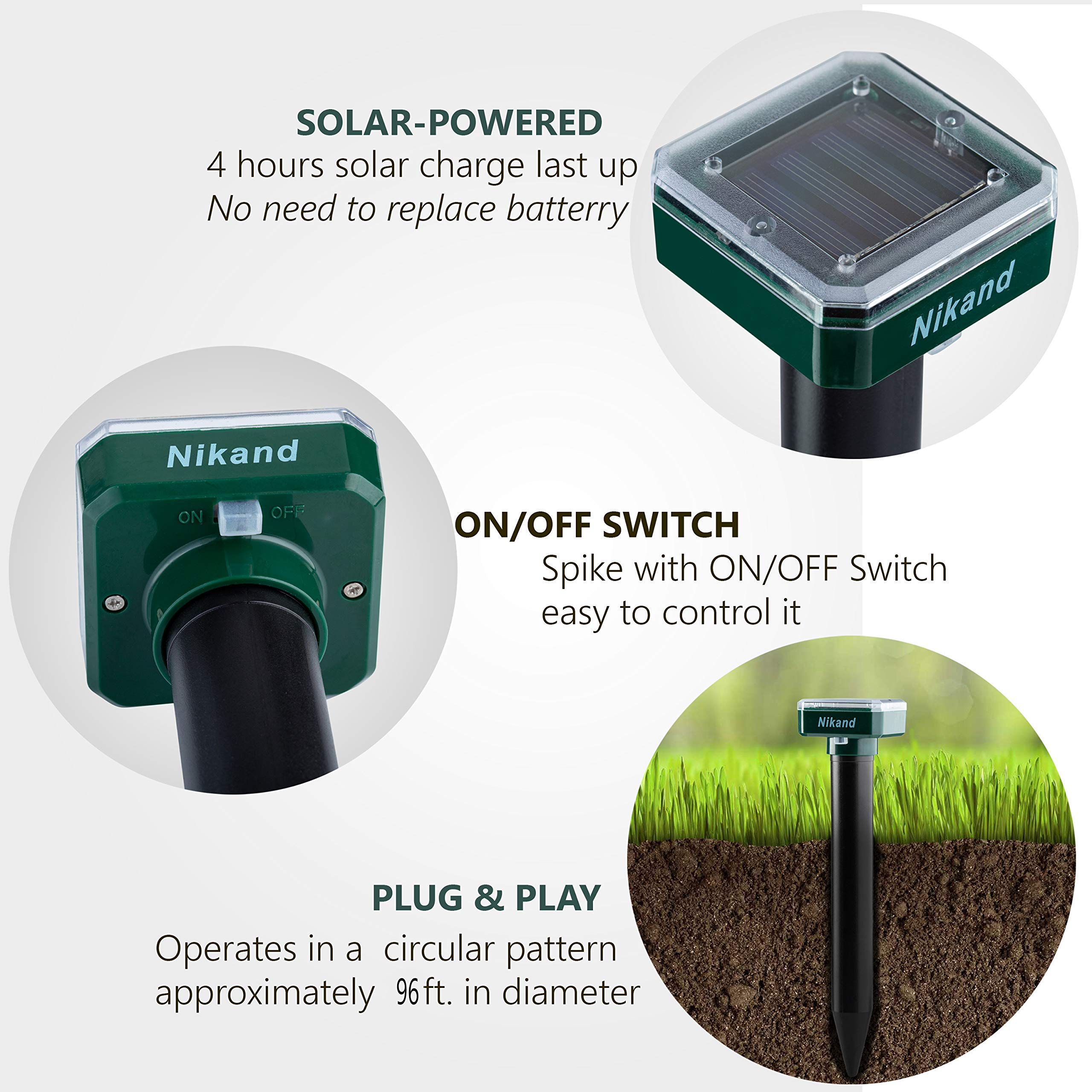 NIKAND spike installed in soil demonstrating secure ground contact benefit