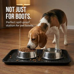 NINAMAR tray next to a shoe demonstrating 20x15 inch size benefit