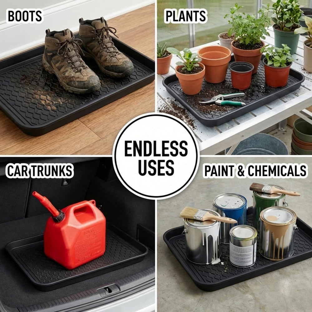 NINAMAR boot tray under plant pot catching water for cleaner floors