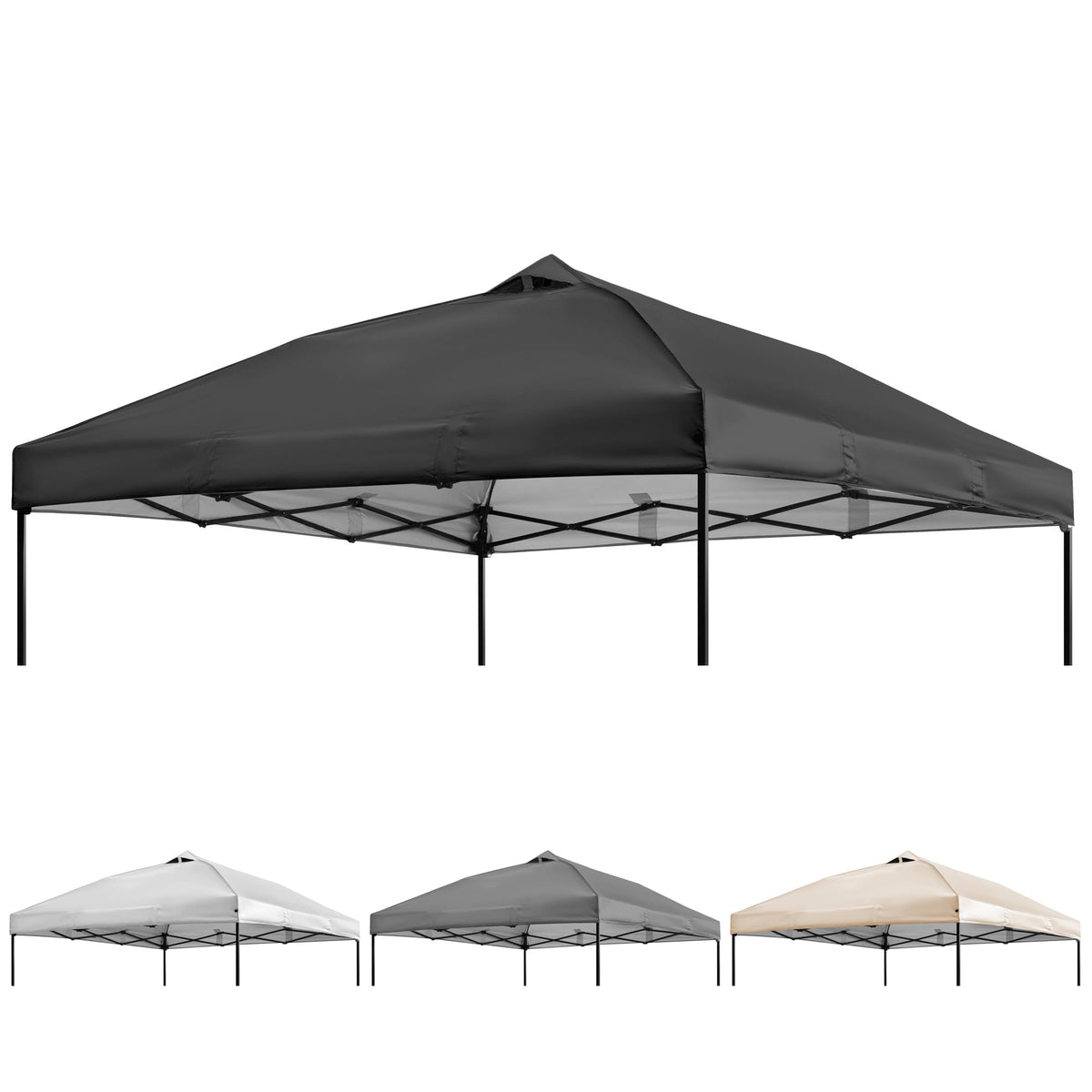 NINAT front view of black 10x10ft canopy top showing full coverage and clean lines for quick replacement