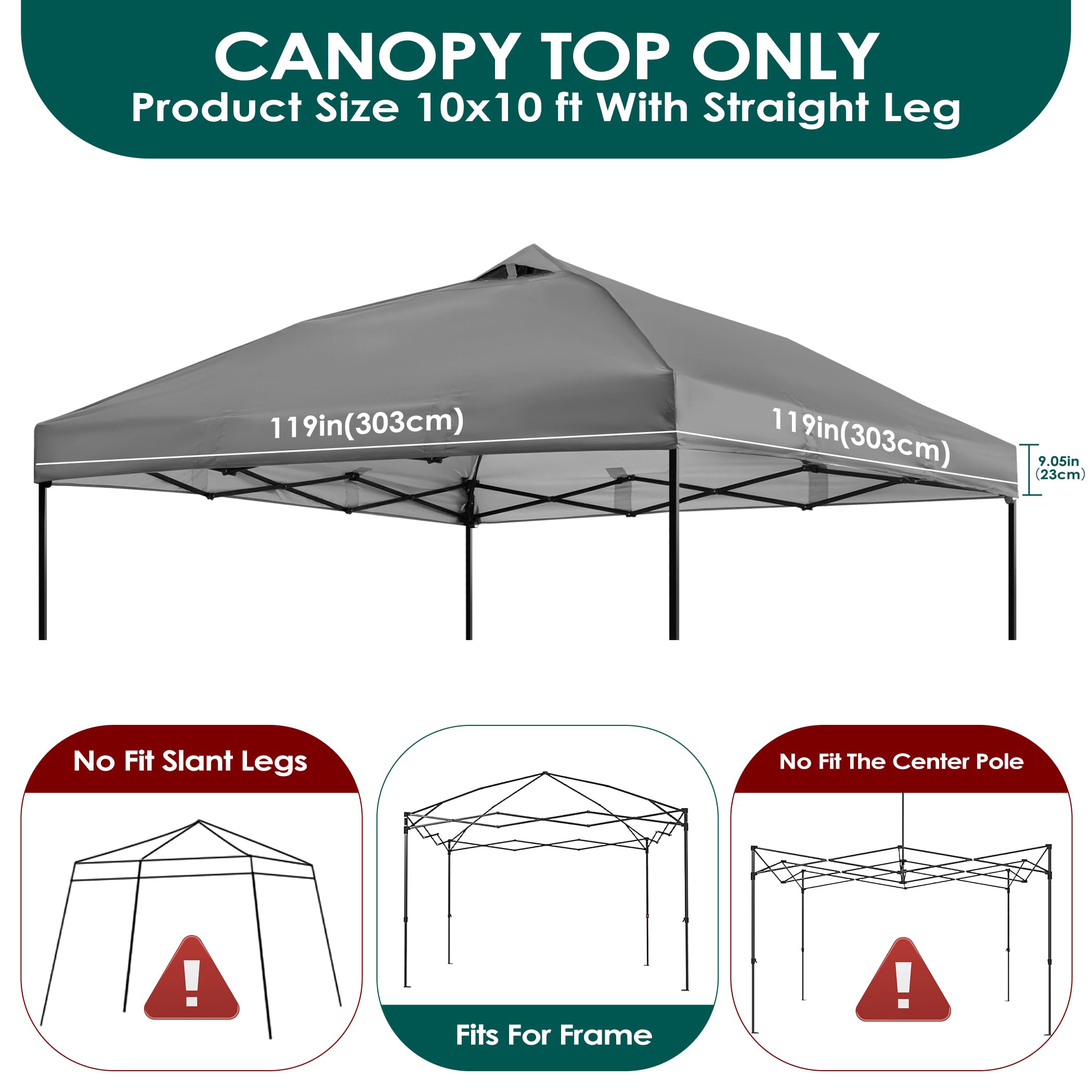 NINAT canopy top installed on straight leg frame demonstrating fit and protection