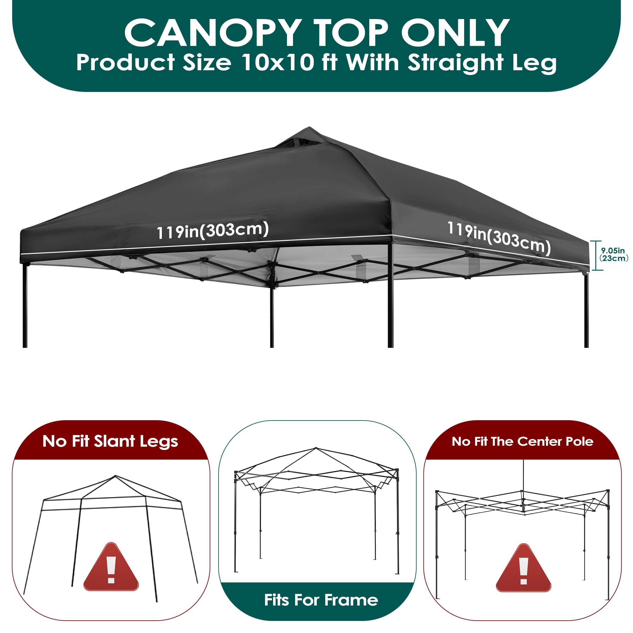 NINAT canopy top installed on a straight-leg frame showing easy fit and shade benefit