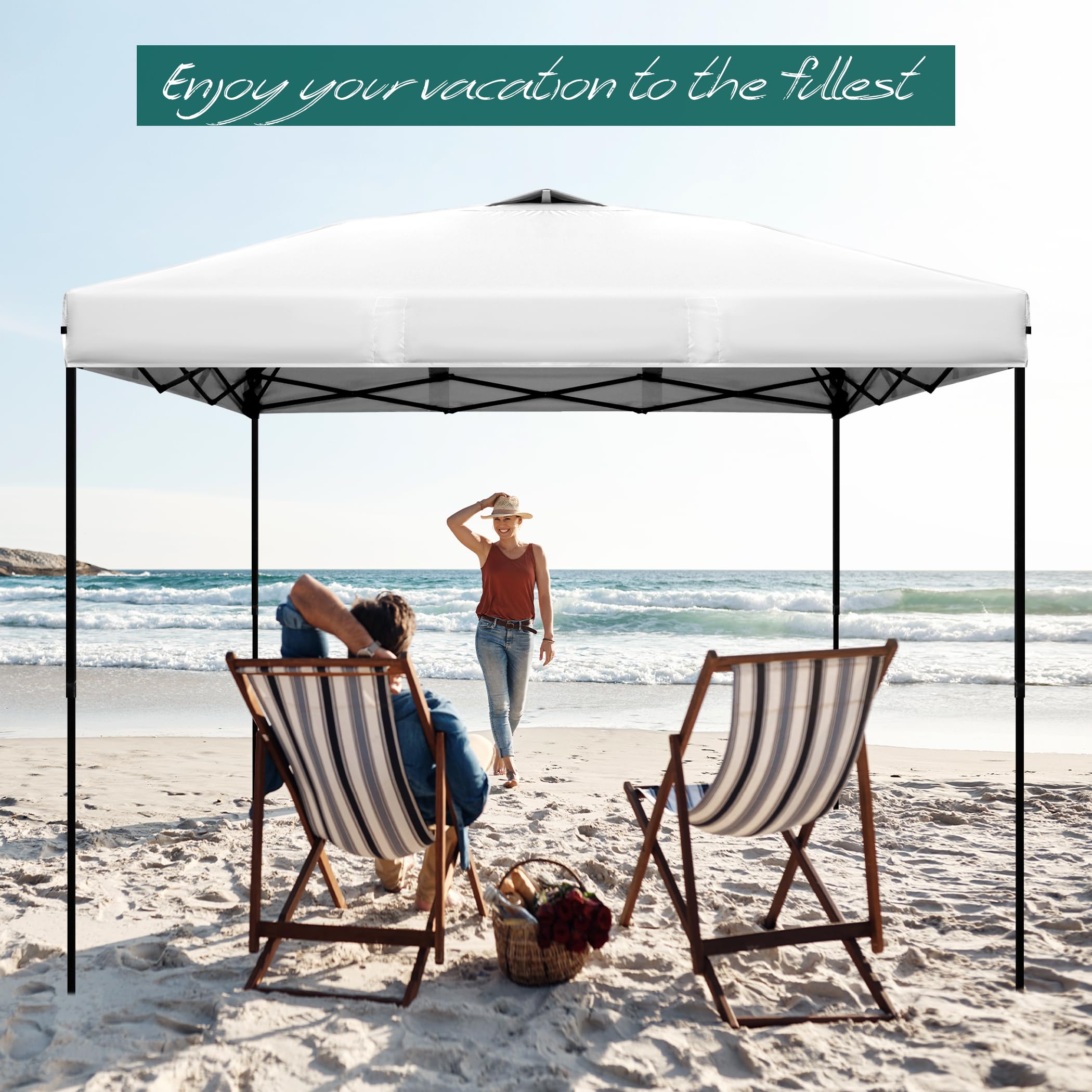 NINAT canopy top with person for scale showing true 10x10 coverage