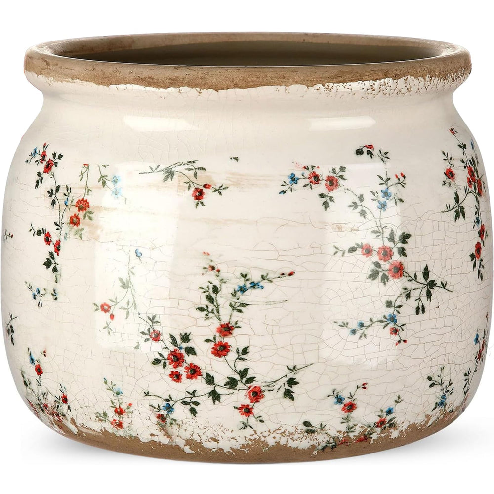 Ninehaoou front view showing floral pattern and elegant beige finish, enhances room decor
