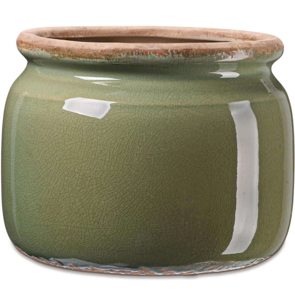 Ninehaoou front view green planter showing elegant farmhouse style and compact size