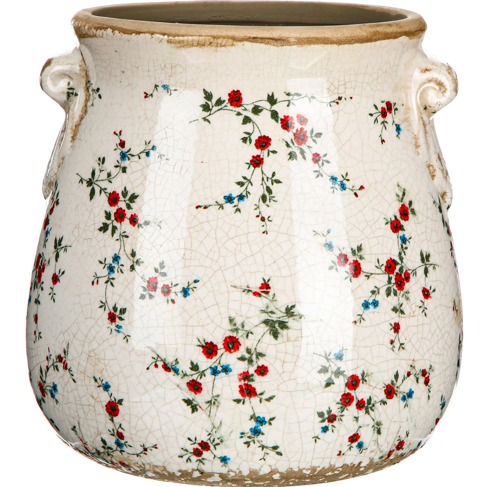 Ninehaoou milky scroll planter front view showing vintage pattern and elegant shape for decor
