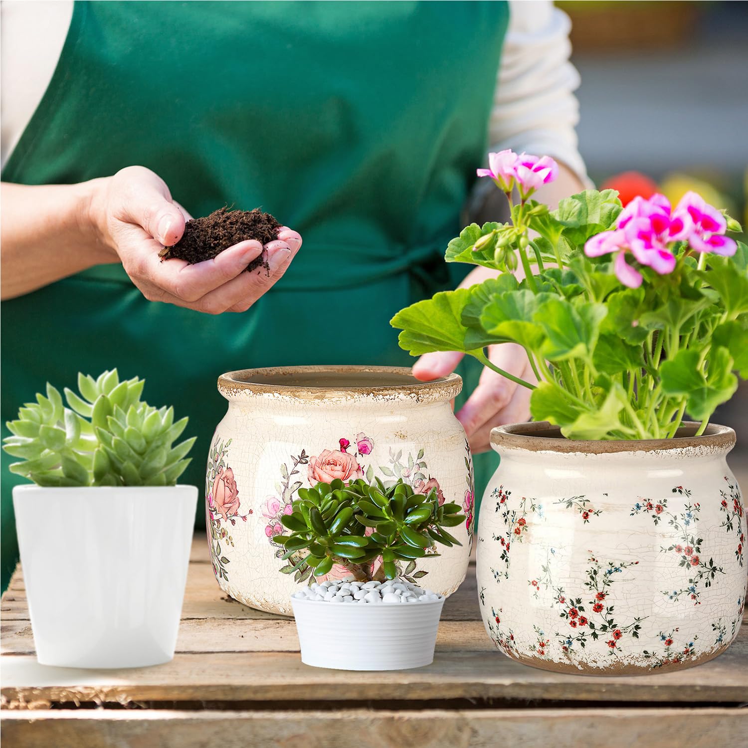 Ninehaoou planter with succulent on windowsill adding greenery and light