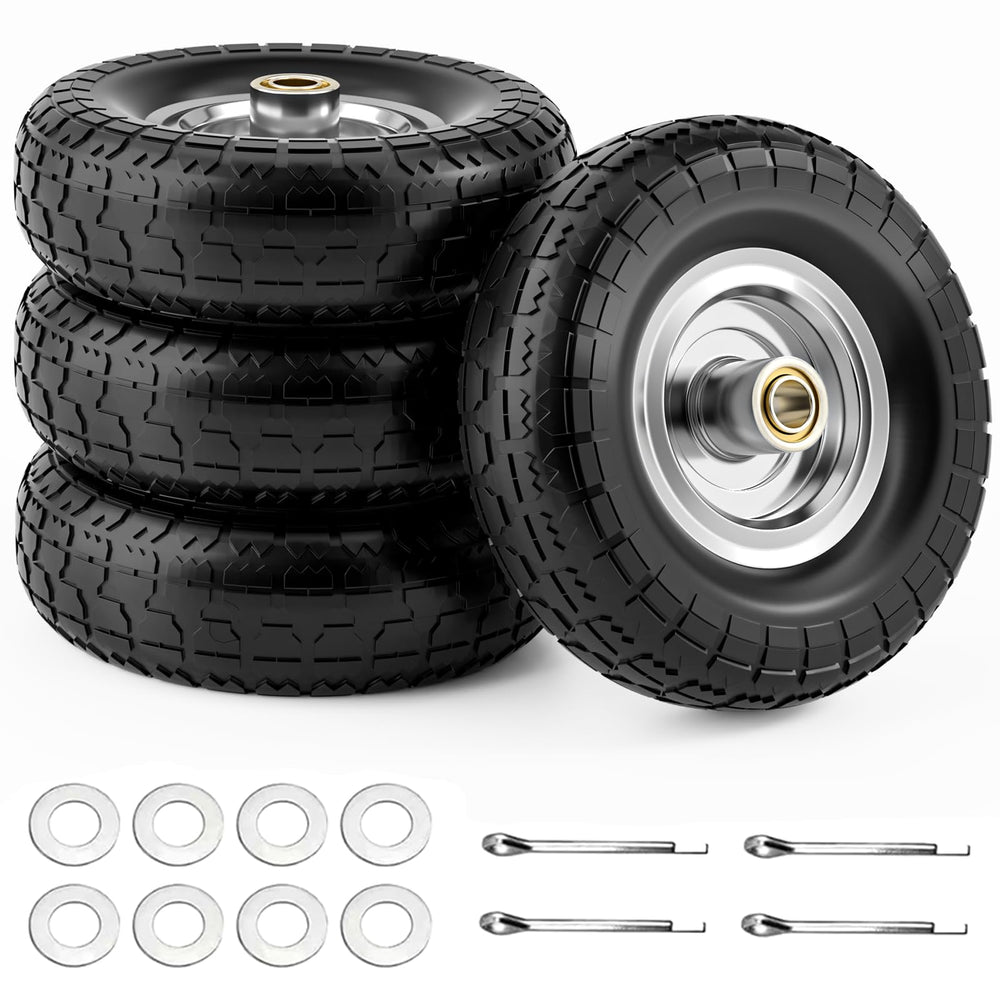 NING SHUO front view of four solid PU wheels, durable replacement