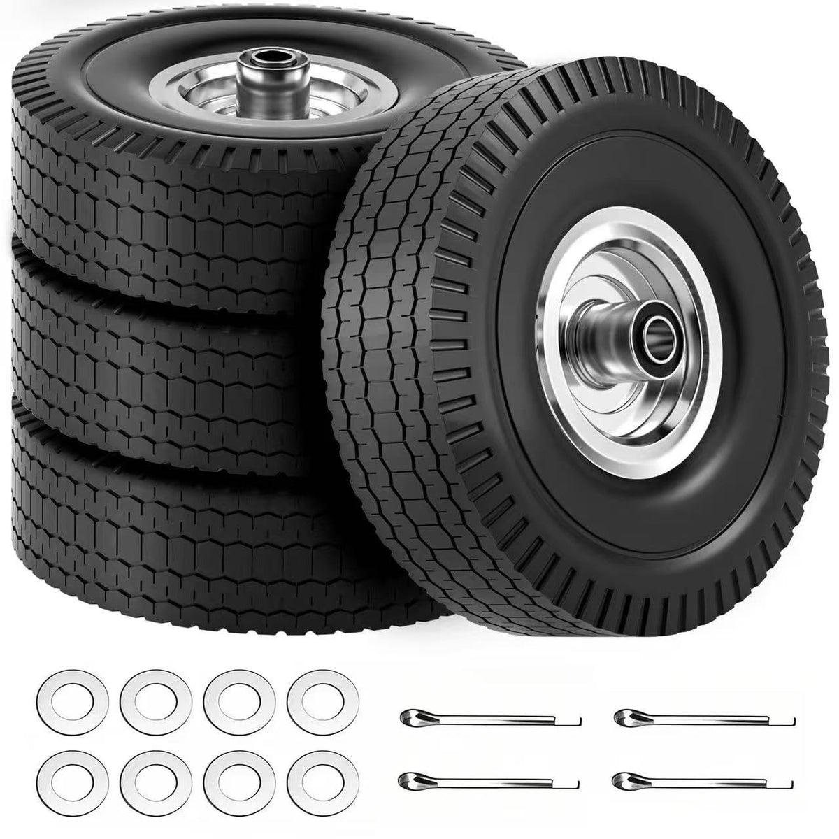 ning shuо front wheel assembly showing full tire and rim, durable replacement