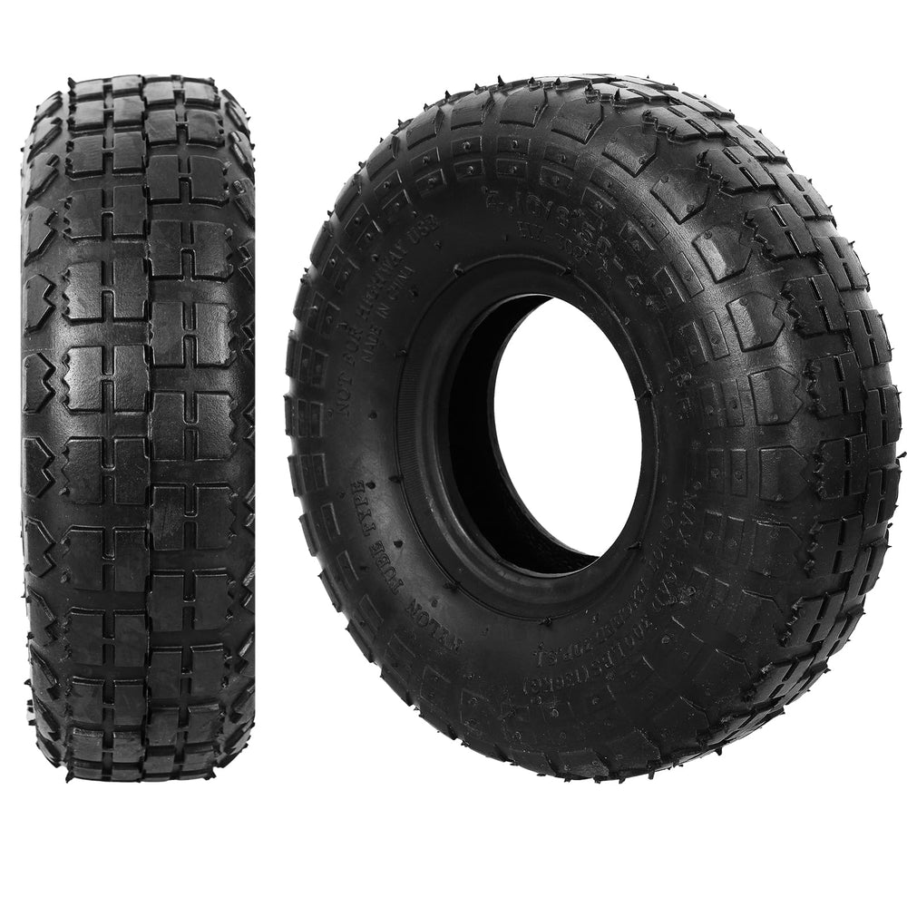 NING SHUO tires on garden cart in yard, reliable hauling performance
