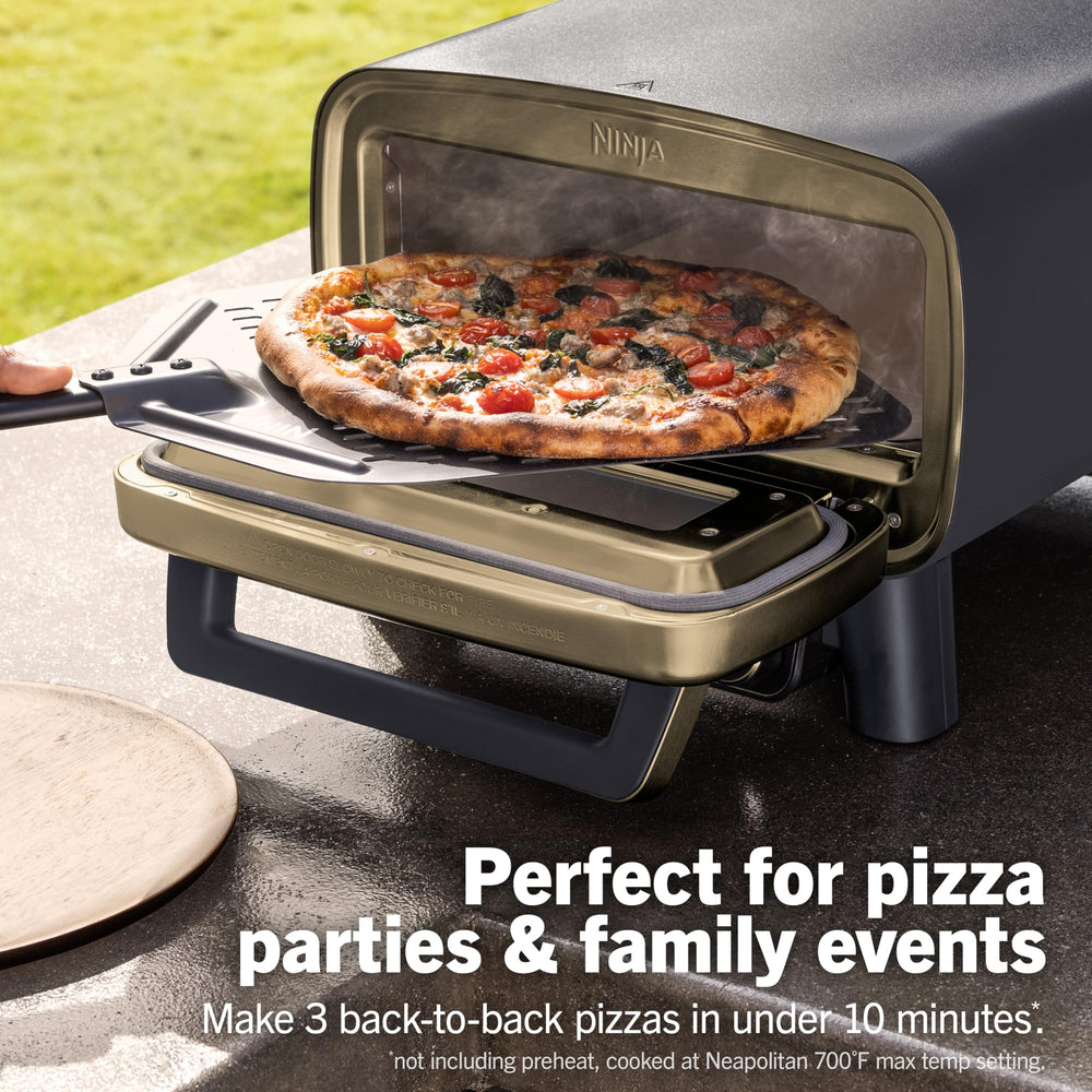 Size comparison showing Ninja Artisan fits 12-inch pizza to demonstrate cooking capacity