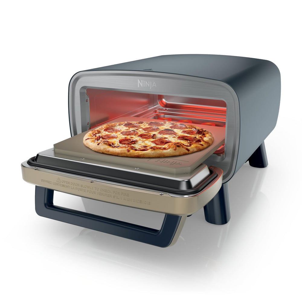 Close-up of the Ninja Artisan Chef's View Window letting you monitor pizza browning easily