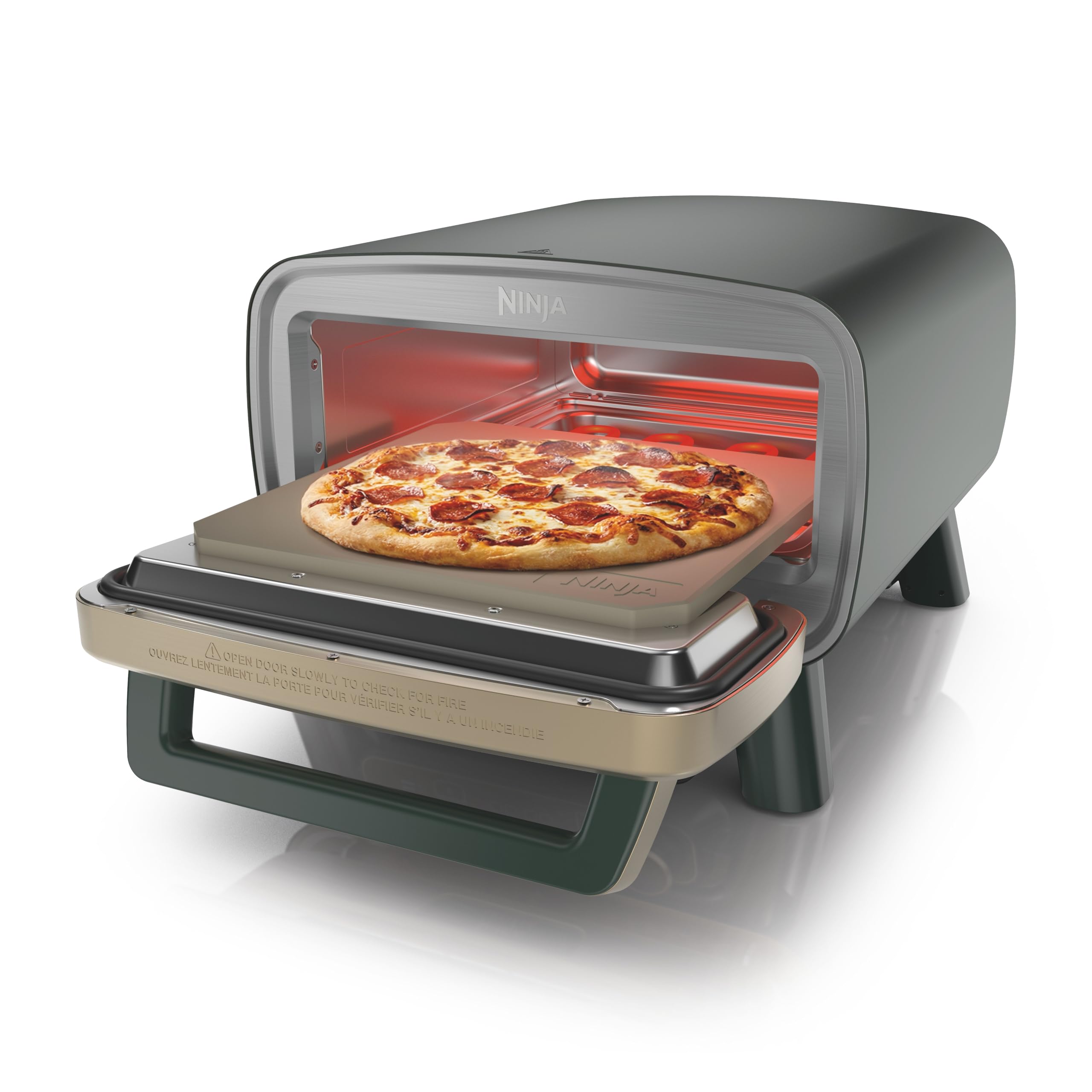 Ninja Artisan chef's view window displaying pizza inside and easier monitoring benefit