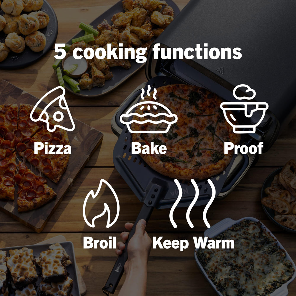 Ninja Artisan oven in backyard party scene enabling quick artisan pizzas for guests