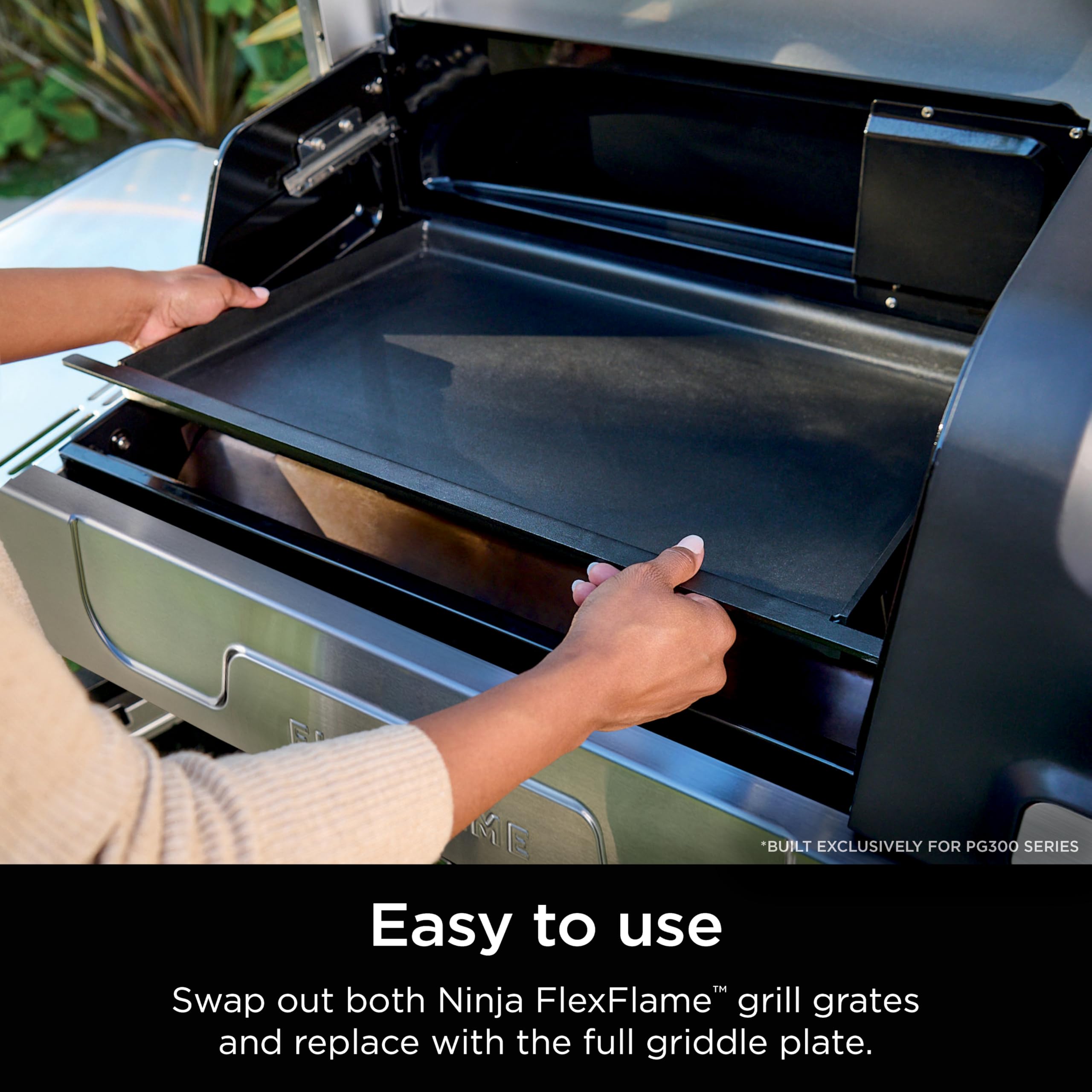 Ninja griddle grease drain detail illustrating cleaner cooktops and easier cleanup