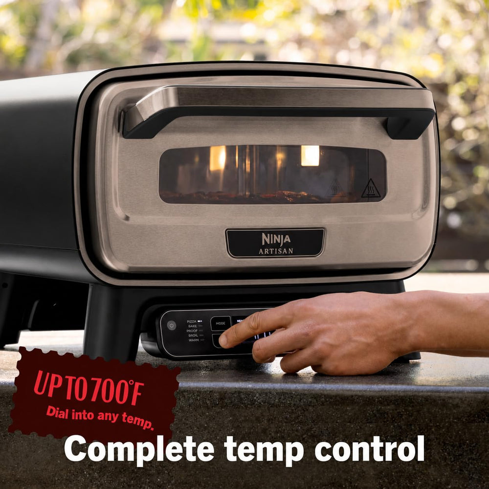 Ninja MO201 control panel close-up showing presets for precise temperature control