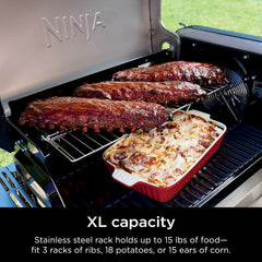 Ninja rack in use on PG300 with ribs and vegetables for increased cooking capacity