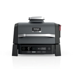 Ninja Woodfire front view showing compact outdoor grill and smoker benefit: saves space