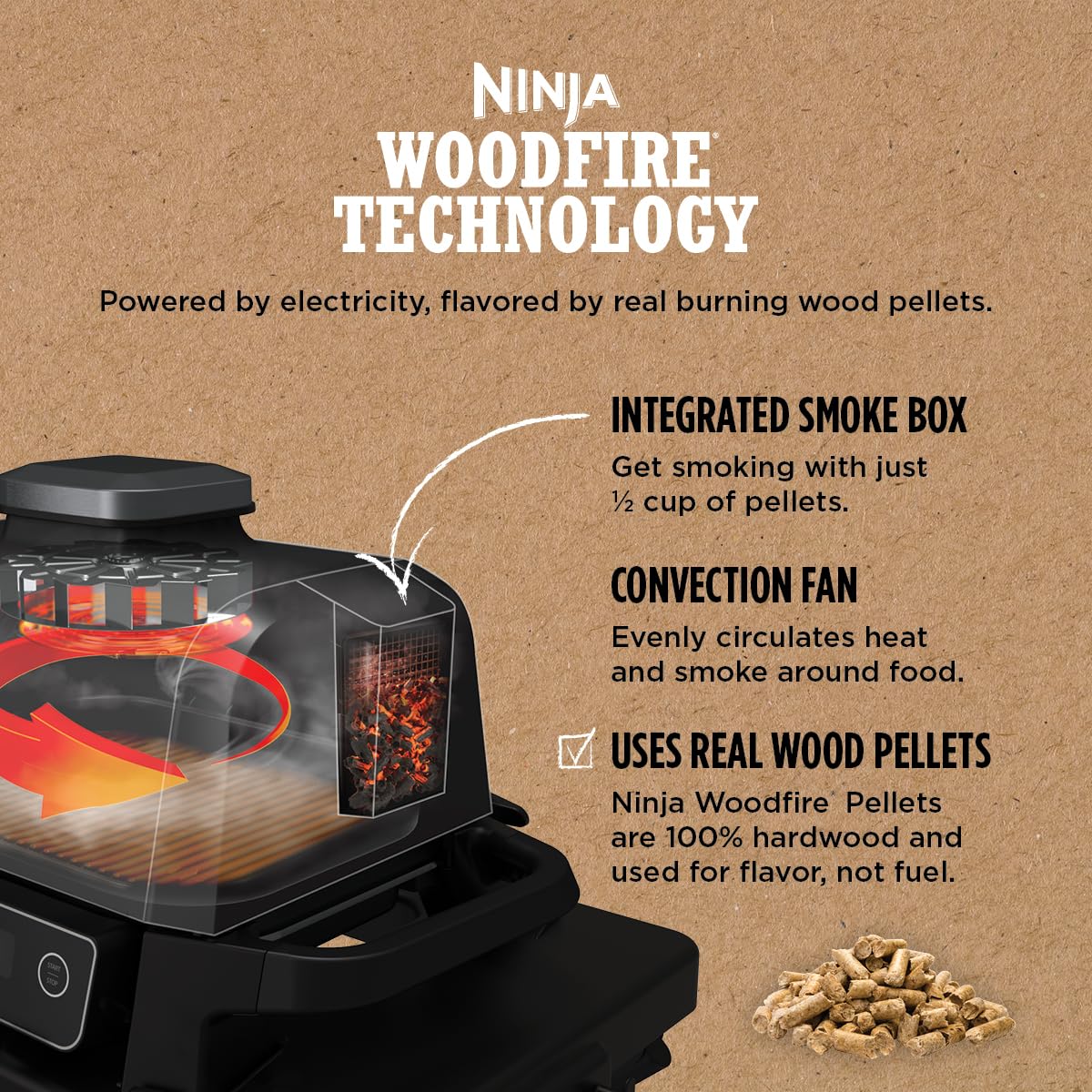 Ninja Woodfire Pro air-fry basket with crispy vegetables showing outdoor crisping benefit