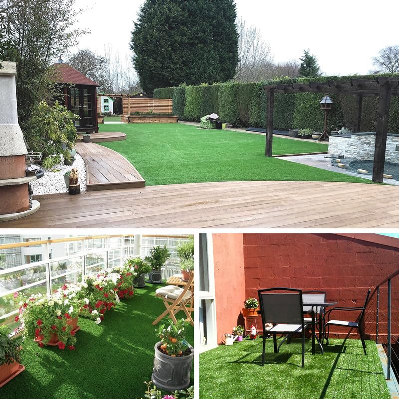 NINXANG tape-measure along turf showing 7ft by 12ft scale and size suitability