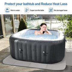 Nisorpa mat installed under inflatable hot tub providing cushioning and insulation