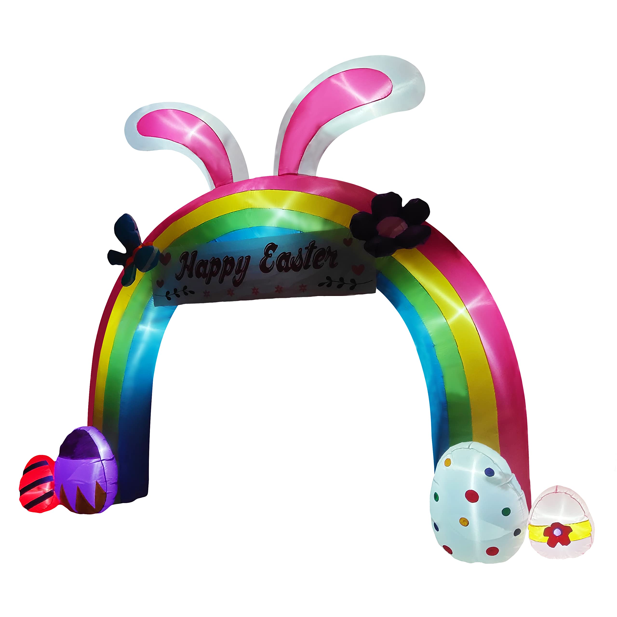 NiSotieb arch staged on lawn inviting guests to Easter event