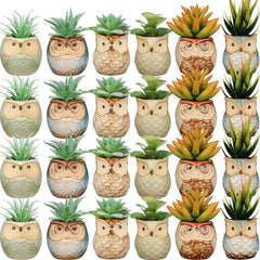 Nitial owl ceramic planters front view showing set and charming designs for decor