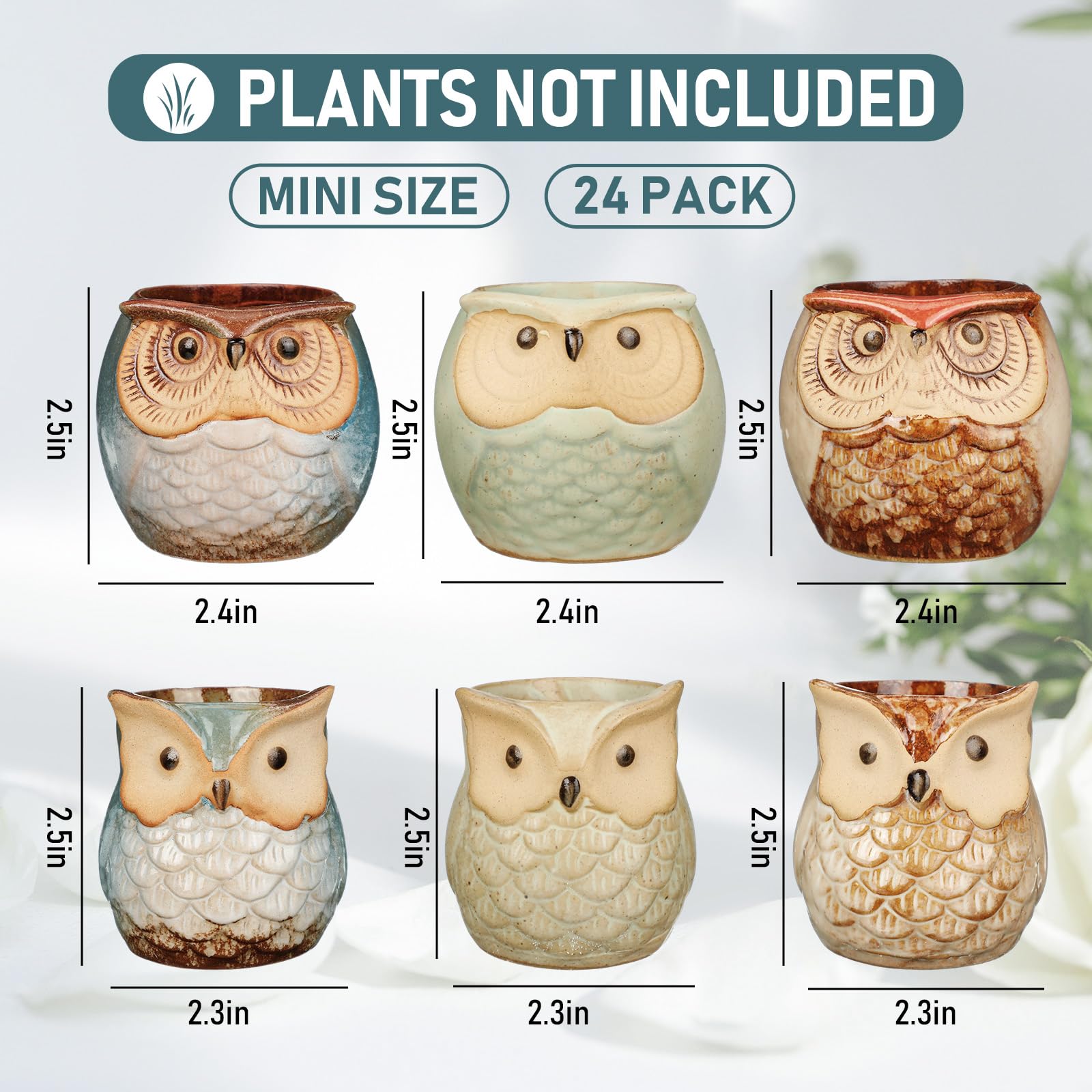 Nitial owl pot close-up showing glaze texture and durable ceramic finish benefit