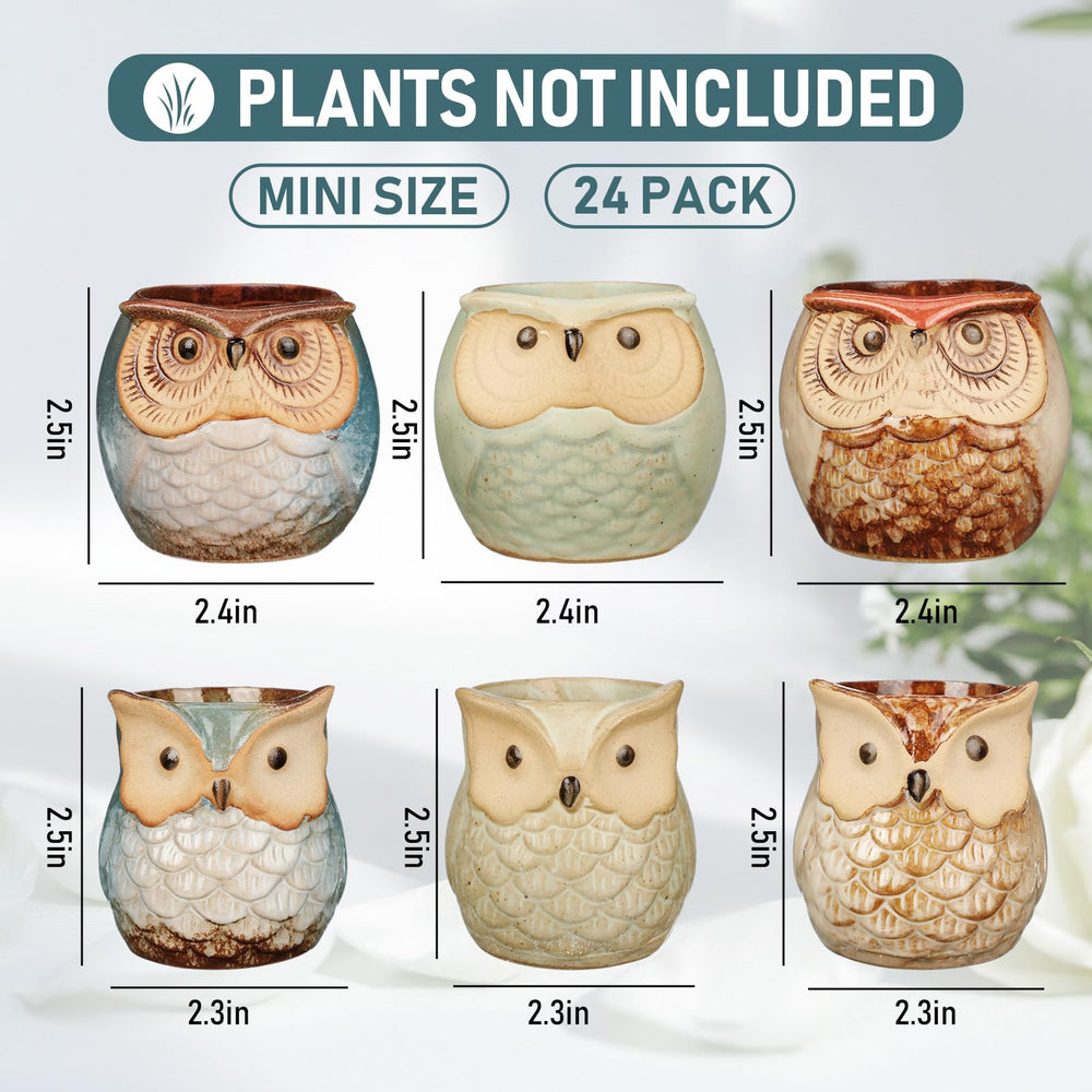 Nitial owl pot close-up showing glaze texture and durable ceramic finish benefit