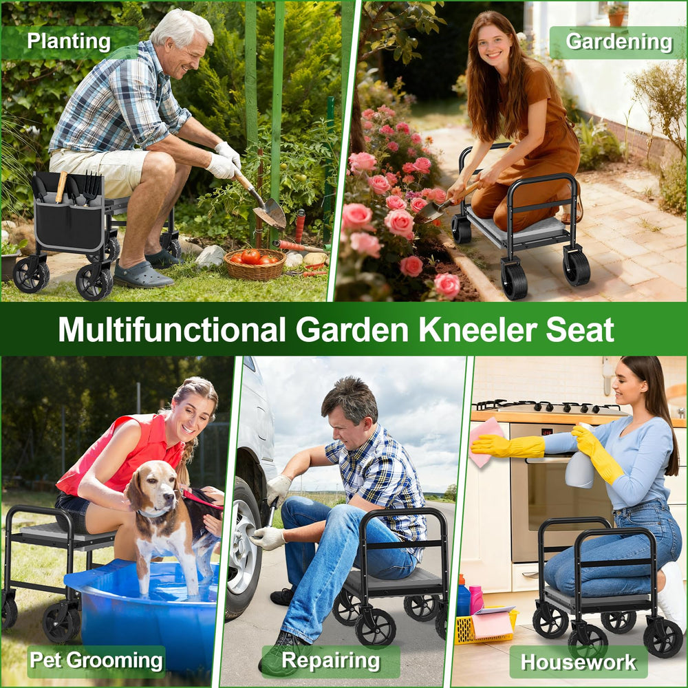 NIUXX lifestyle image of user gardening comfortably with stool