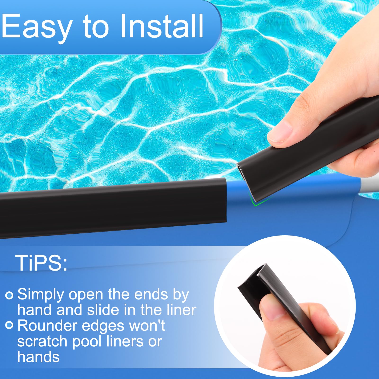 Niuyhe strip installed in a pool track demonstrating secure-hold benefit