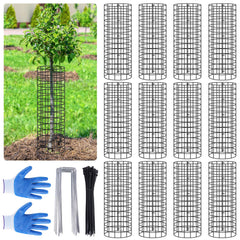 Niuyhe front packaging showing 12 pre-curved tree protectors and included accessories for easy protection