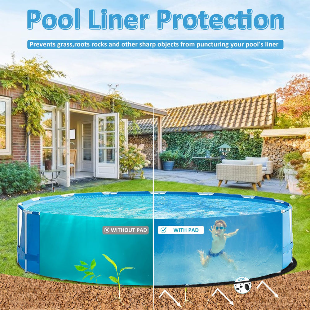Niuyhe backyard pool scene showing pad protecting liner and reducing maintenance