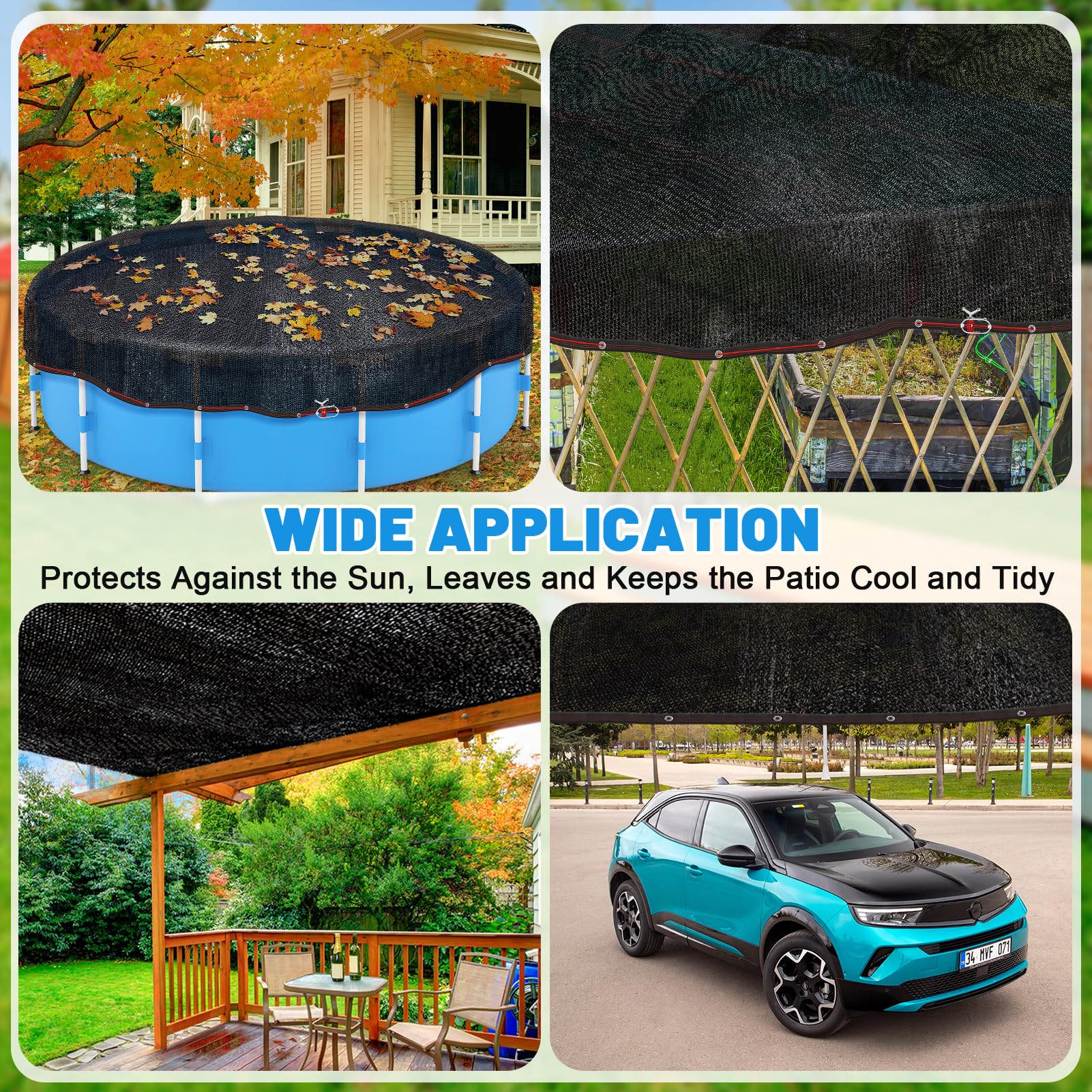 Niuyhe mesh used as patio shade cloth protecting furniture from sun