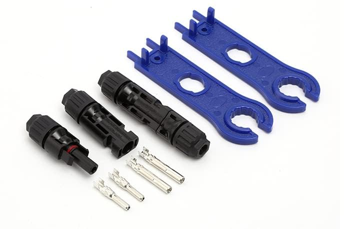 Nixesky connectors attached to a solar panel demonstrating secure outdoor connection