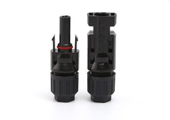 Nixesky connectors mated on solar panel cables showing secure outdoor connection benefit