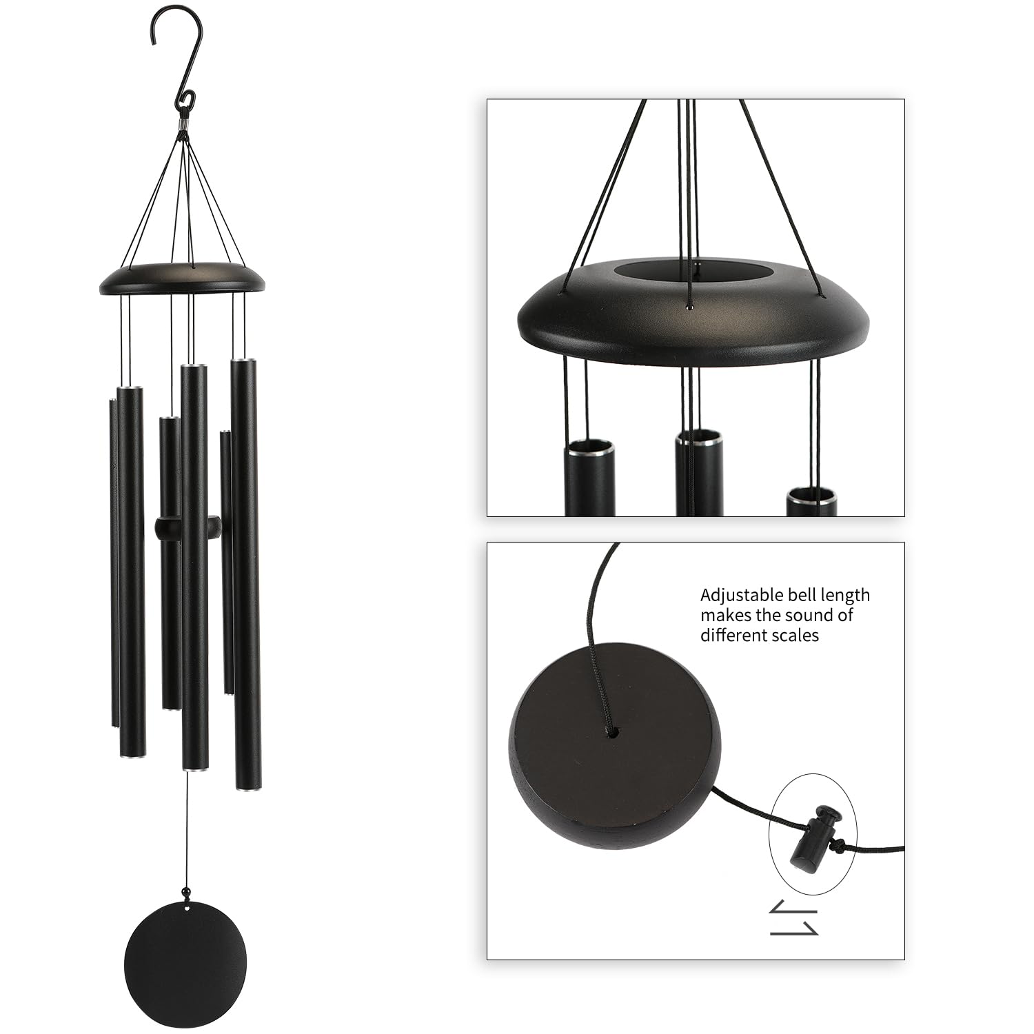Njeury detailed view of clapper and nylon suspension showing precise tuning and secure hang