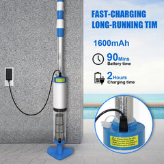 Nlapldy vacuum in use on a pool step cleaning corners for faster maintenance