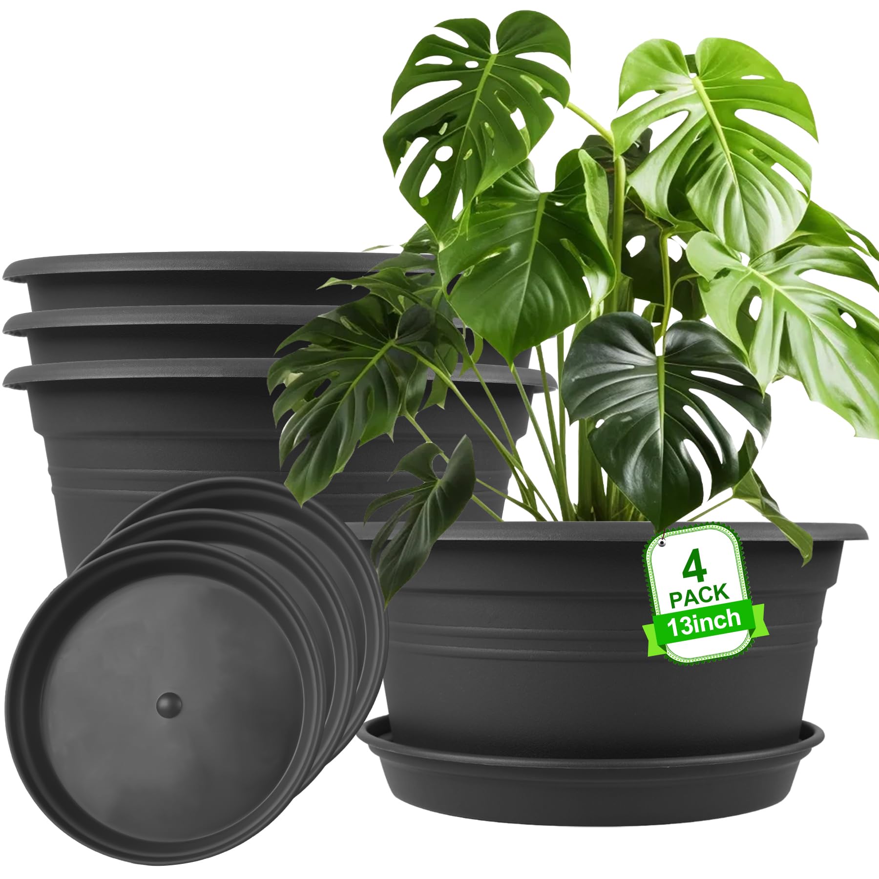 NNARRE front view of four 13 inch pots showing modern look and coordinated set