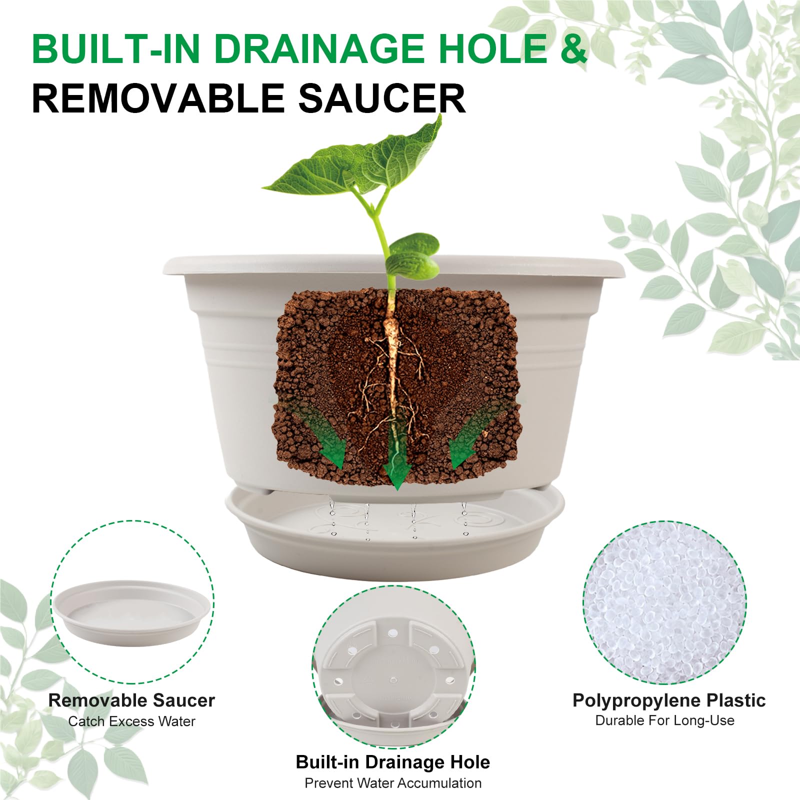 NNARRE underside showing drainage holes to prevent overwatering benefit
