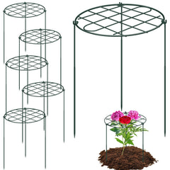 NNG front view showing six green peony cages and packaging for easy garden setup