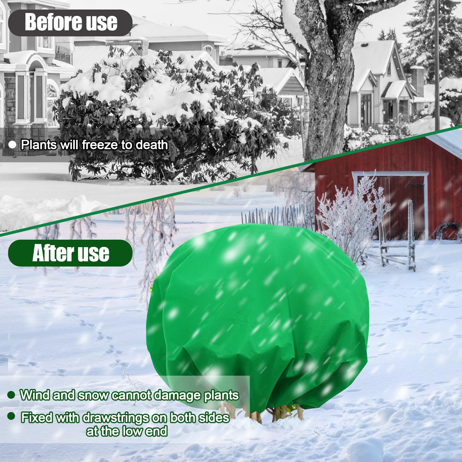 NNG covered shrubs in a garden scene showing seasonal protection and neat appearance