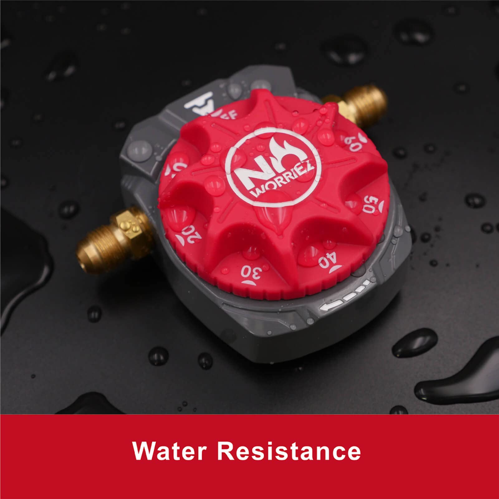 NO WORRIEZ close-up of valve and timer dial showing durable mechanics benefit